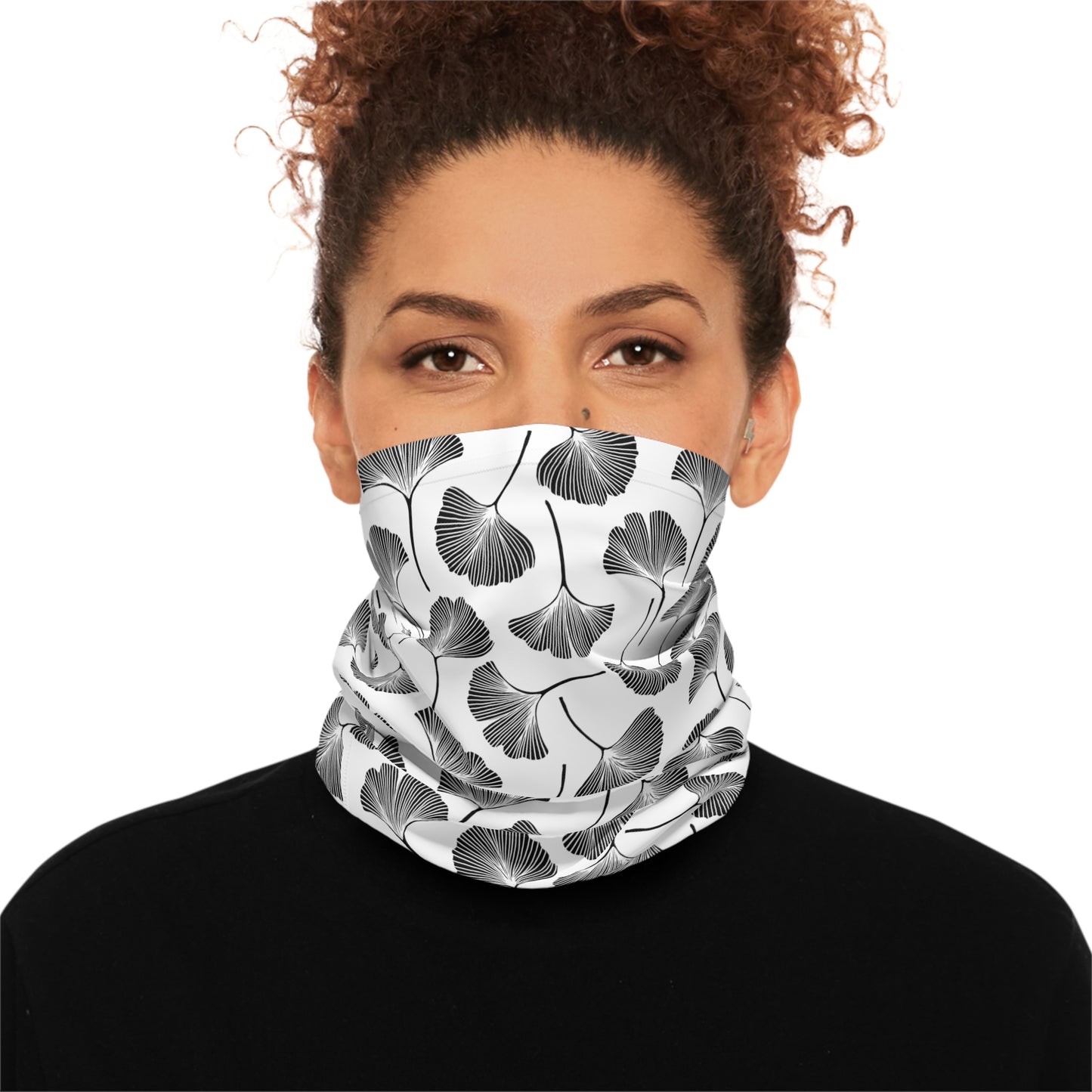 Gingko Leaf Midweight Neck Gaiter (White)