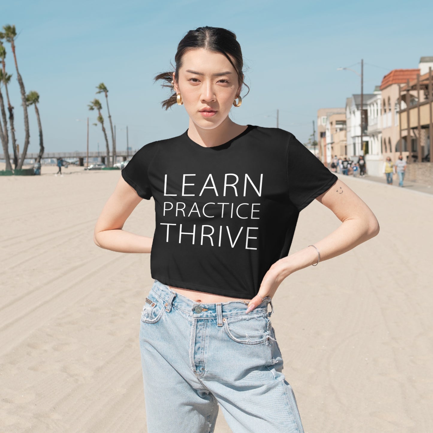 Learn Practice Thrive Women's Flowy Cropped Tee (More Colors)