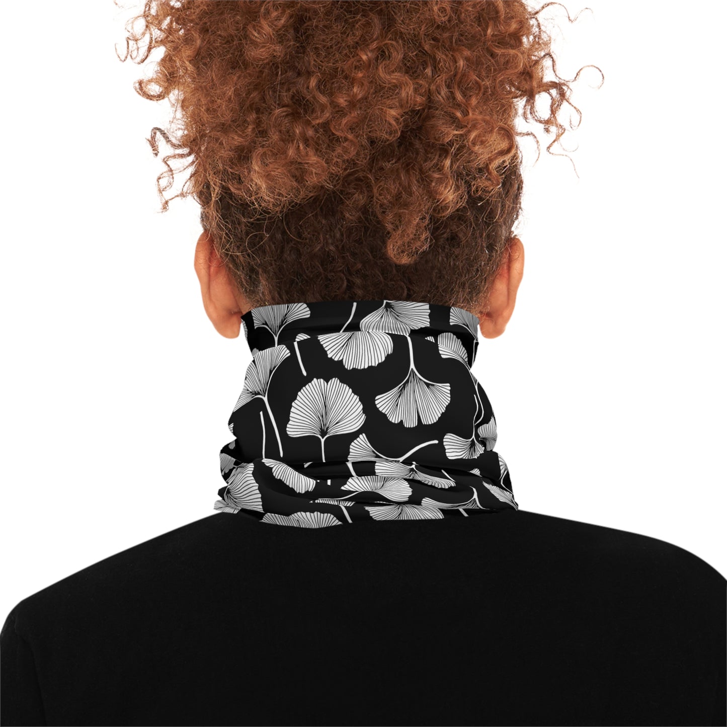 Gingko Leaf Midweight Neck Gaiter (Black)