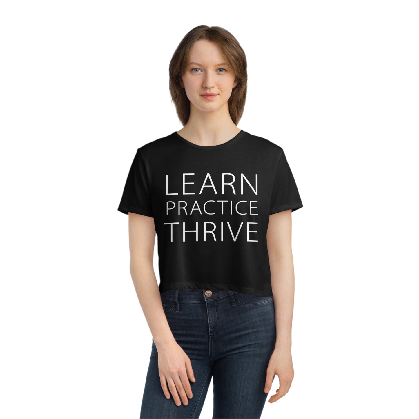 Learn Practice Thrive Women's Flowy Cropped Tee (More Colors)