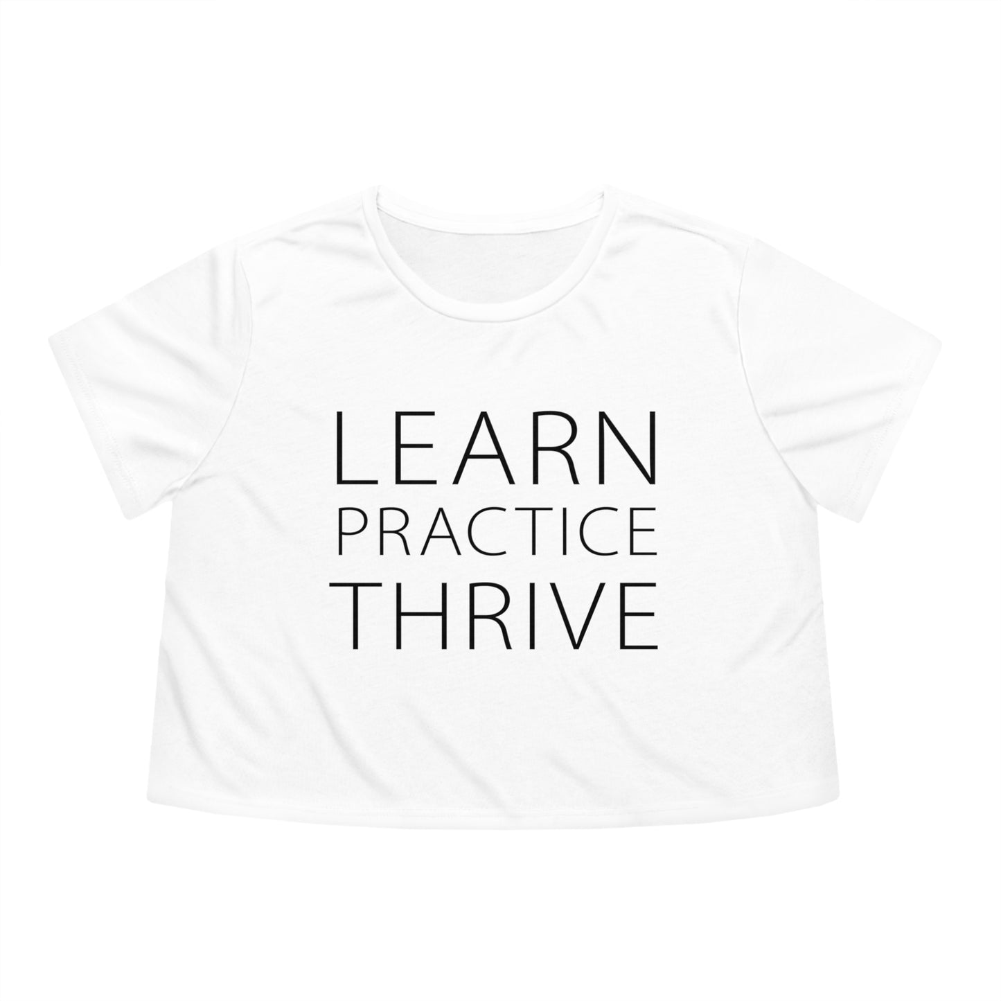 Learn Practice Thrive Women's Flowy Cropped Tee (White)