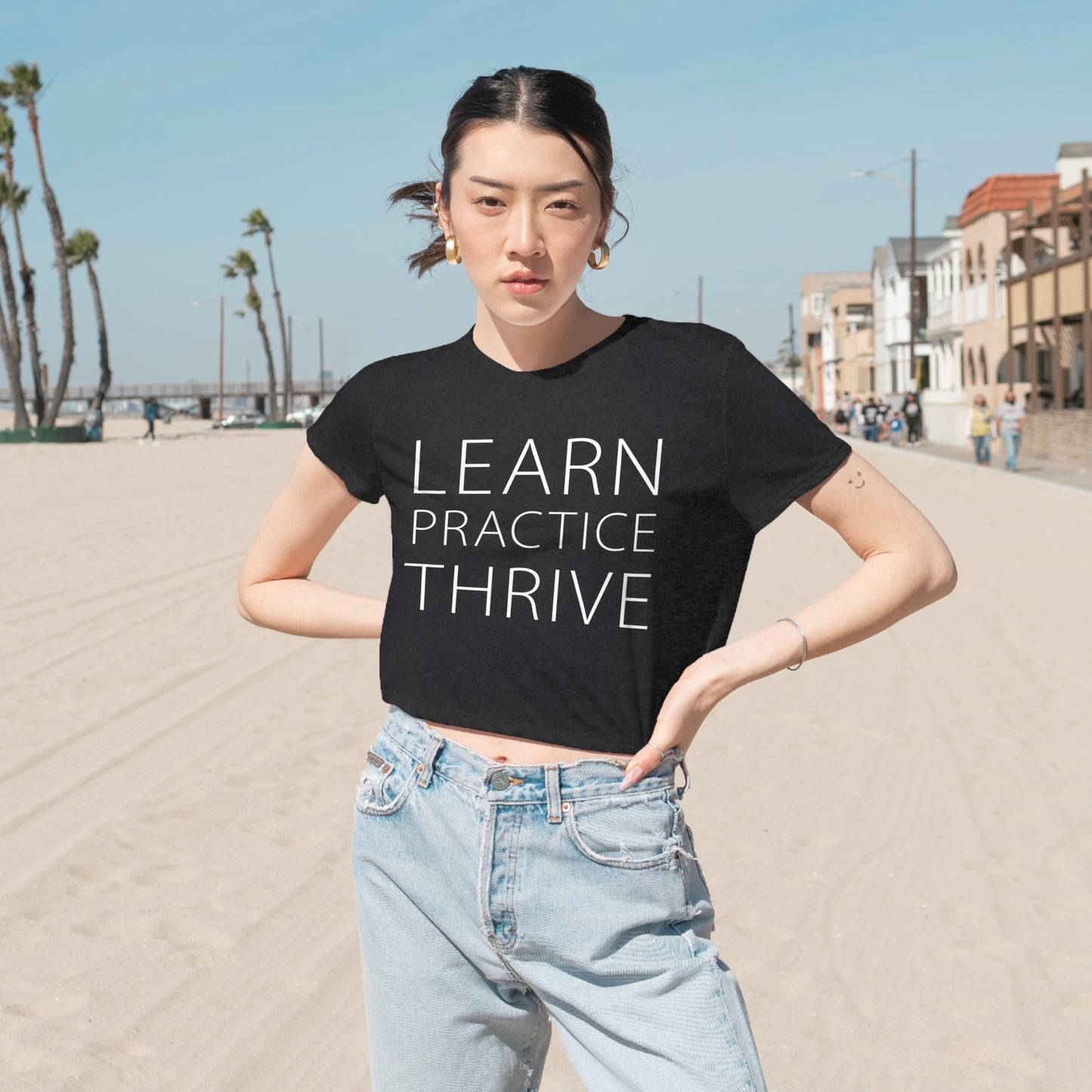 Learn Practice Thrive Women's Flowy Cropped Tee (More Colors)